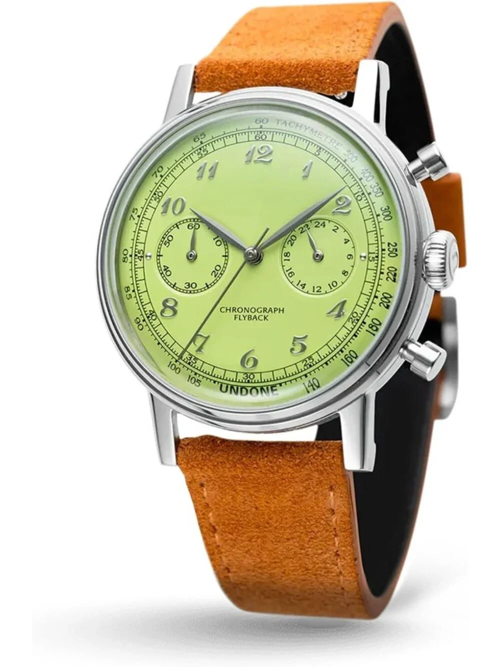 Undone Urban Collection Chronograph Men's Green Dial Brown Leather Strap Watch